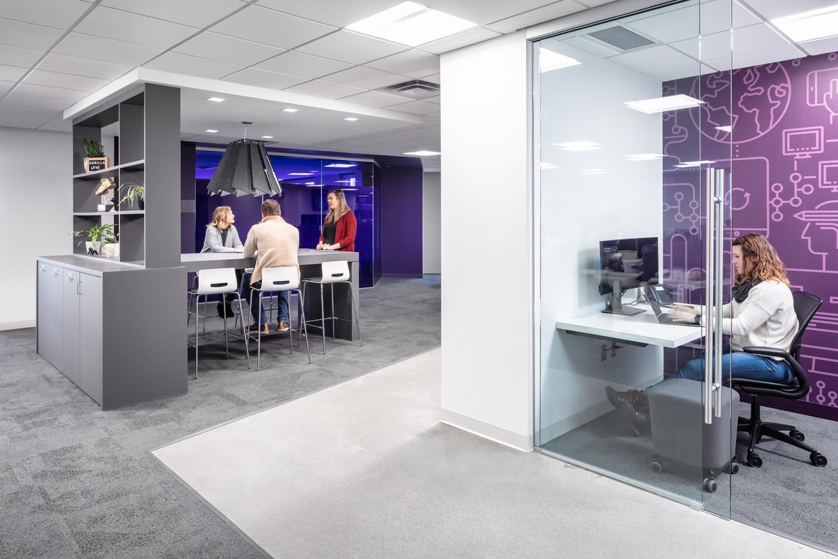 NELSONworldwide's tweet photo. It's #WorkplaceWednesday and today we are highlighting our designs for @spscommerce. The office features bold signage, bright colors and is a finalist in the @OfficeBracket Challenge. Go VOTE for SPS to win the #bracket: https://t.co/aUXA1vLmi6 

 #WorkplaceDesign #InteriorDesign https://t.co/J8emoO03WA