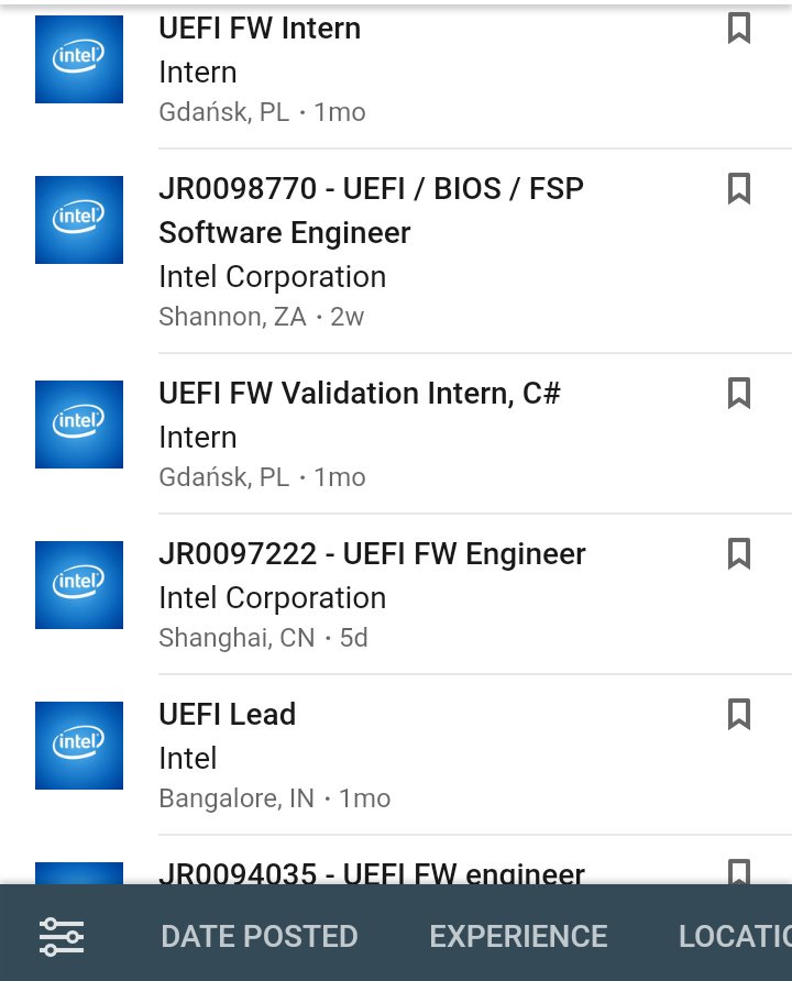 fcassia's tweet image. #UEFISUCKS plot thickens... Lots of #UEFI related open positions at #chipzilla....
cc/@lproven