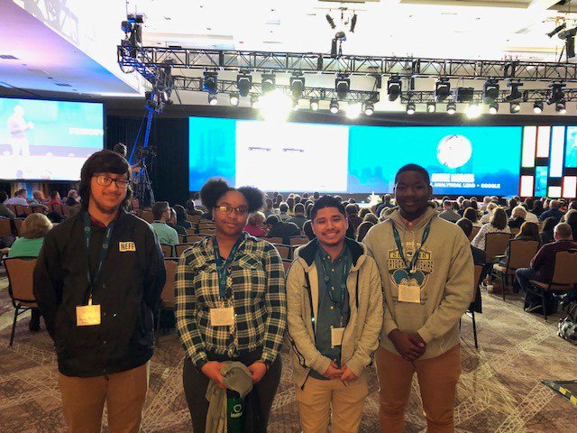 GENYOUthNow's tweet photo. Our two winning teams, students from Dudley High School and Mount Tabur High School, are all set to present on the big stage! #InmarForum19 π https://t.co/fR2JGYjkJL