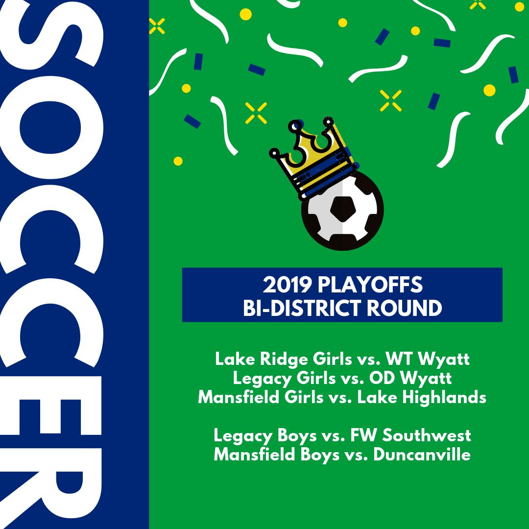 mansfieldisd's tweet photo. Soccer playoffs begin on Thursday and Friday. Mansfield ISD has five teams competing! Check out the times &amp; locations: https://t.co/7GtwX9kIdR https://t.co/OJ8lIKYwjk