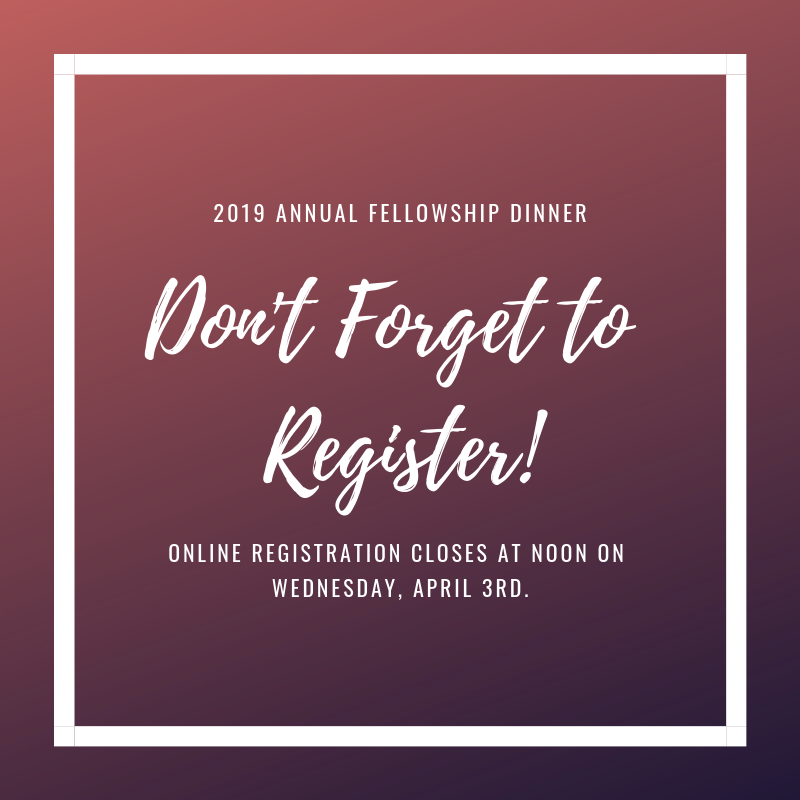 SLM_nova's tweet photo. Don't forget to register to attend the 2019 SLM Fellowship Dinner!! Registration CLOSES at noon on Wed, April 3rd - reserve your seat today! https://t.co/pNUVP1zHB3 https://t.co/E8BTfCo7RN