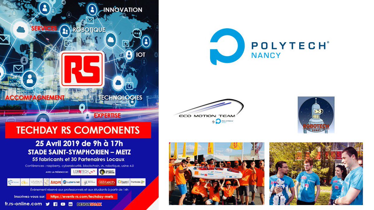Arnouldchristo's tweet photo. @PolytechNancy 👨🏻‍🎓sera présente en force👊 lors de la #TECHDAYRS #metz 
@EcoMotionTeam présentera son projet🏎 mais aussi la Team #ROBOTECH 🤖
🗓25 avril 2019😉
➡️Inscription gratuite :https://t.co/4Py0SuqEab
#ShellEcomarathonEurope #partenariat @Univ_Lorraine https://t.co/h0T9bkLjdW
