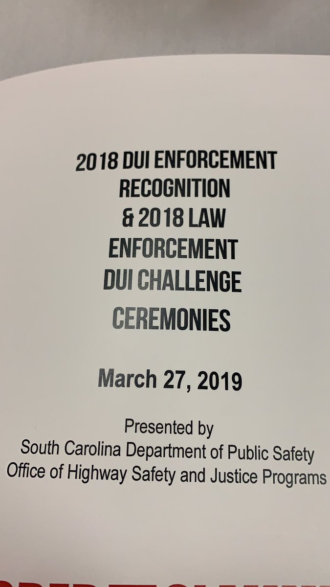 Honored and privileged to be representing <a href="/CharlestonPD/">Charleston P.D.</a> and <a href="/CityCharleston/">City of Charleston</a> at the annual DUI Recognition &amp; Law Enforcement DUI Challenge Ceremony in Columbia, SC today presented by @SCDPS_PIO. #SoberorSlammer #madd
