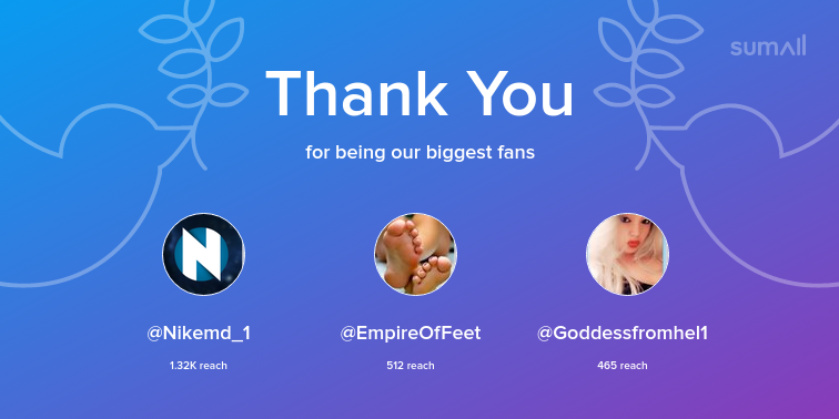 lunagoddess19's tweet photo. Our biggest fans this week: @Nikemd_1, @EmpireOfFeet, @Goddessfromhel1. Thank you! via https://t.co/dJ3e9HD5RU https://t.co/itZyTNHUN4