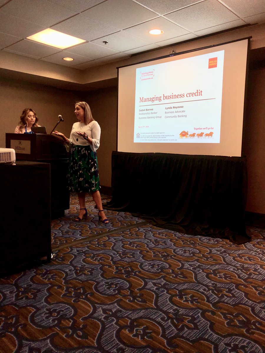 sernational's tweet photo. Isabel Barnes, Relationship Banker, Business Banking Group and Lynda Reynoso, Business Advocate, Community Banking from Wells Fargo leading the “Cash Flow Conversation” this morning! #SERNational2019 #SERmujer2019 https://t.co/dEIq1zw75O