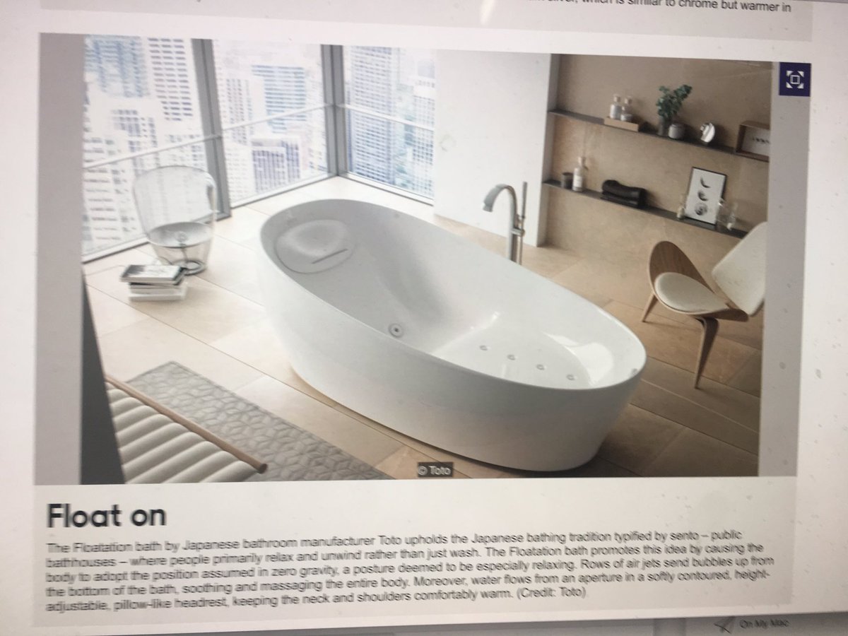 Thankyou @bbc_designed and journalist <a href="/dominicLut/">Dominic Lutyens</a> for your beautiful bathrooms of the world story. Featuring the world class ultra relaxing, zero dimension Flotation bath tub. Power jets, massage functions and so much more to ensure a state of bath nirvana <a href="/TOTO_UK_/">TOTO UK</a>