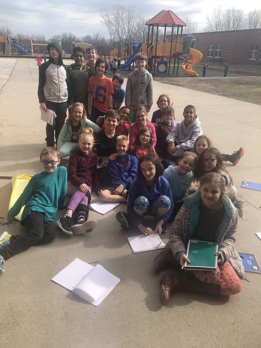 teamwilkerson's tweet photo. Great day for outdoor math! Even had one of our kindergarten buddies ask if he could join our learning! We love Spring. https://t.co/HnqExZ7Pbe
