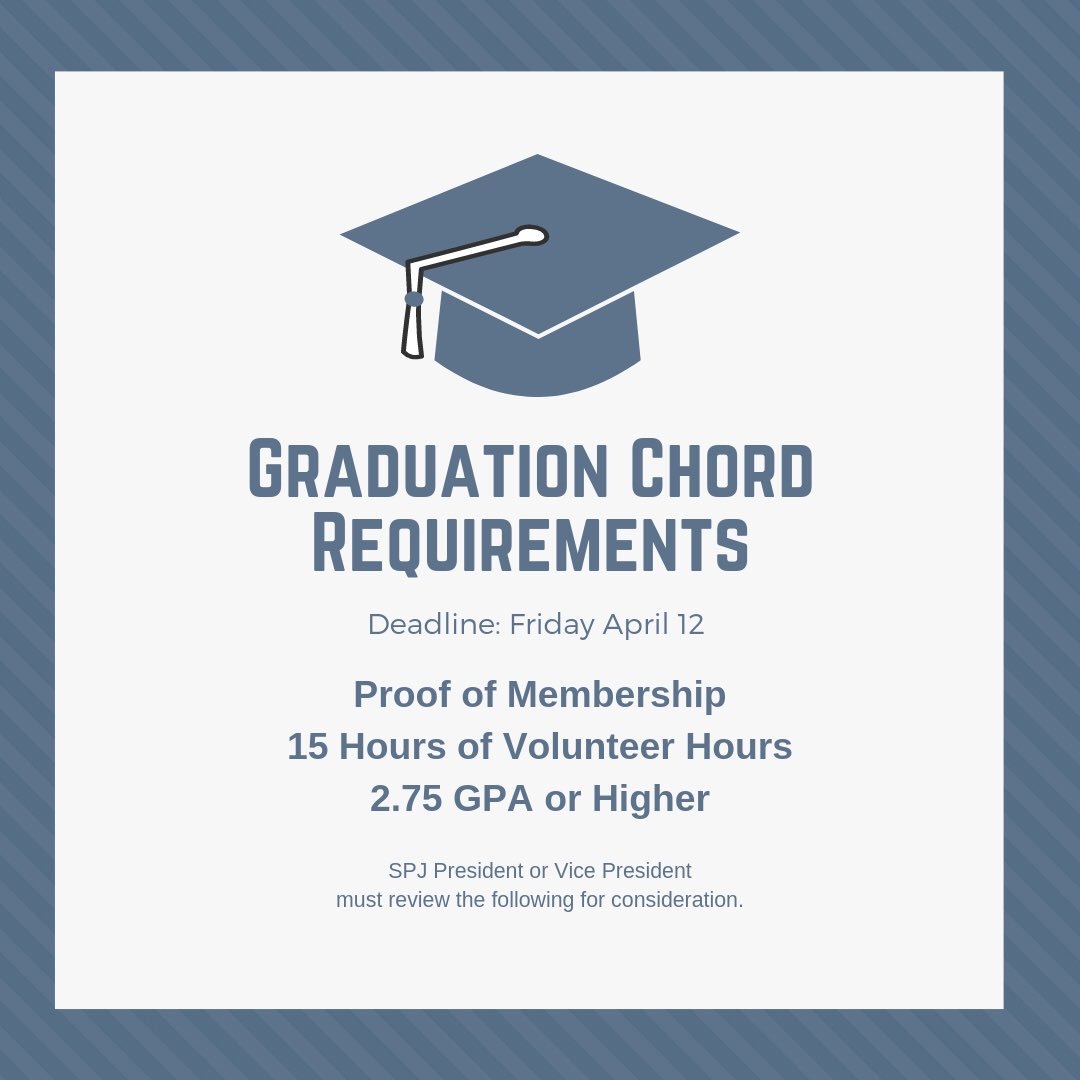 Commencement is almost here! Don’t forget about our SPJ chords. 👨🏻‍🎓👩🏻‍🎓