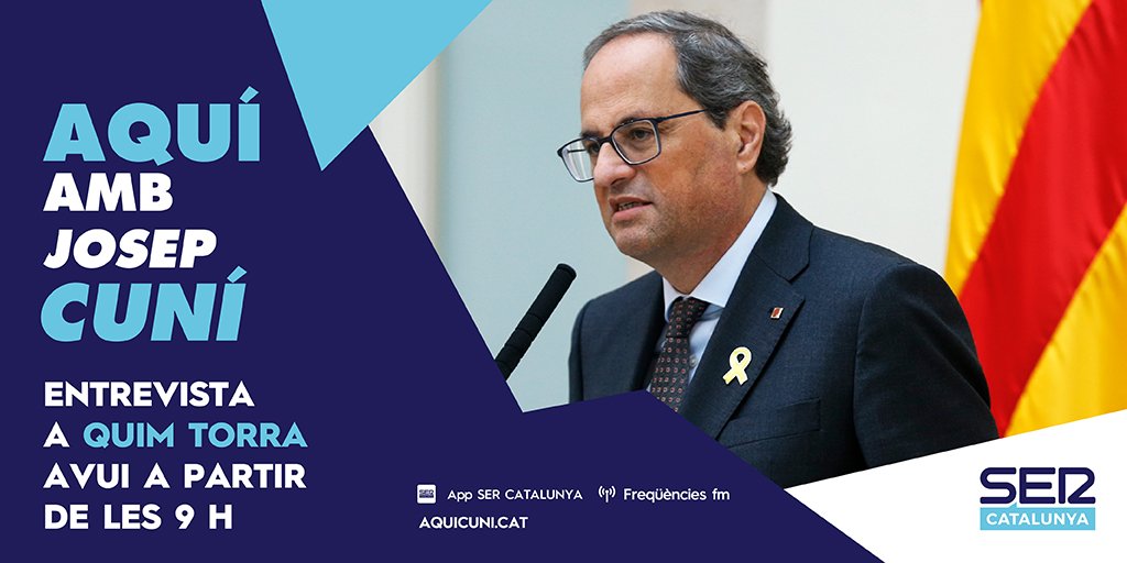 Aquí Catalunya (@aquicatalunya) on Twitter photo Segueix en directe l'entrevista a <a href="/QuimTorraiPla/">Quim Torra i Pla</a> a partir de les 09 h. #AquíCuni <a href="/QuimTorraiPla/">Quim Torra i Pla</a>
Escolta-la: play.cadenaser.com/emisora/sercat… Segueix en directe l'entrevista a <a href="/QuimTorraiPla/">Quim Torra i Pla</a> a partir de les 09 h. #AquíCuni <a href="/QuimTorraiPla/">Quim Torra i Pla</a>
Escolta-la: play.cadenaser.com/emisora/sercat…