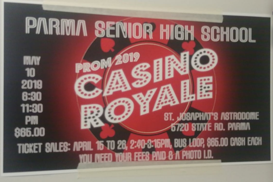PSHClassOf2019's tweet photo. The posters are up! It’s official!
The prom theme is....................
🎰🎲Casino🎲🎰
♥️♠️Royale♦️♣️
Prom will be on May 10 and tickets will be sold from April 15-26 after school until 3:15!
Tickets are $65 each! You must have your school fees paid before buying tickets! https://t.co/Xae9Alu7VT
