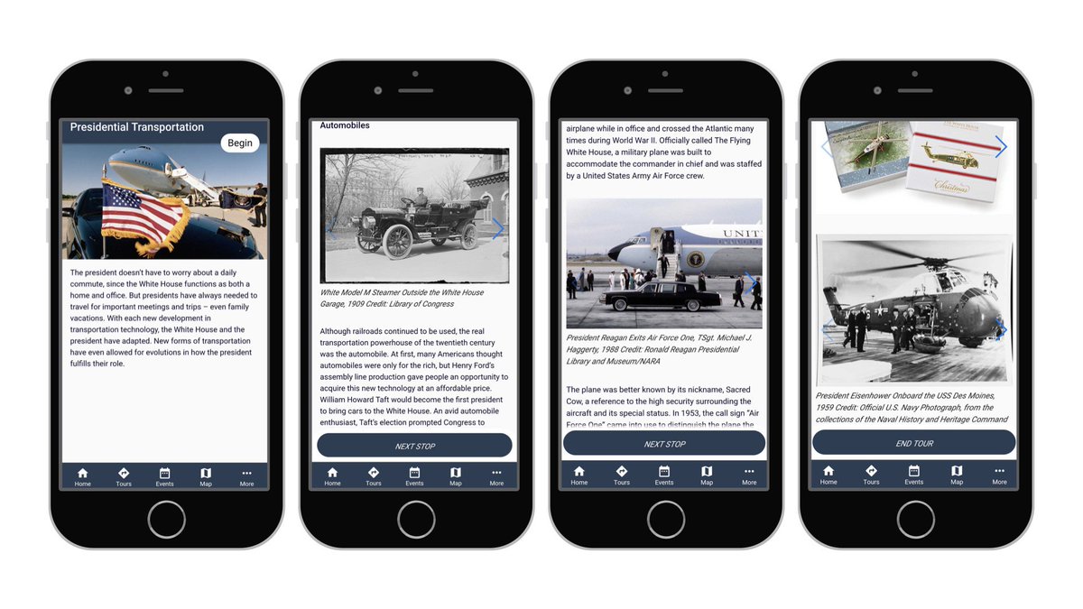 WhiteHouseHstry's tweet photo. We continually add new material to our #WHExperience app. Now, in addition to touring the White House, you can visit our virtual exhibition on the history of presidential transportation. Download the app for iOS or Android: https://t.co/BnhRQWhTgu https://t.co/BHwOri8ZaL