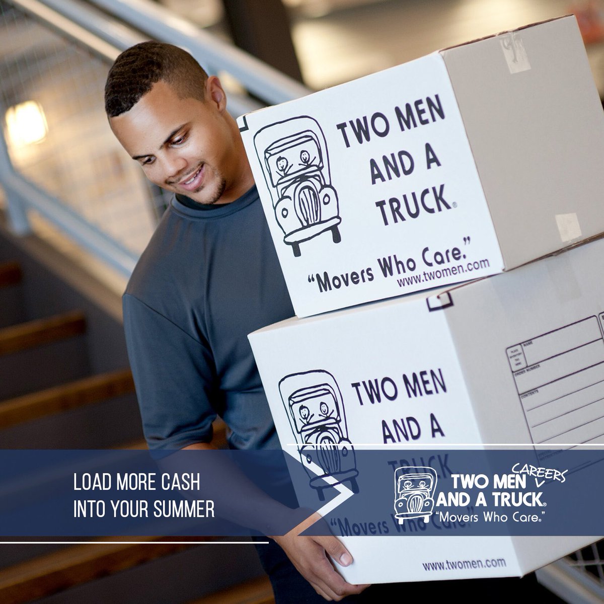 Looking for work? #Summerbreak is coming up quick! We’ve got the jobs to put the #cashinyourpocket! Check out our open positions at careers.twomenandatruck.com 💪🏼📦🚚💵 #jointheteam #rampup #careermovemonth #hiring #twomenandatruck #tmthsv #careeropportunities #MoversWhoCare