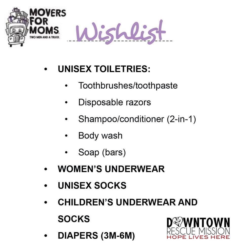 Bring an item from the list below to our Chick-fil-A Madison 10k, 5k, and 1 Mile Fun Run race site at Heritage Elementary School this Saturday, March 30th from 7:30am-11am and receive a coupon for a Free Milkshake!!!#movers4moms #twomenhsv#makeyourmotherproud