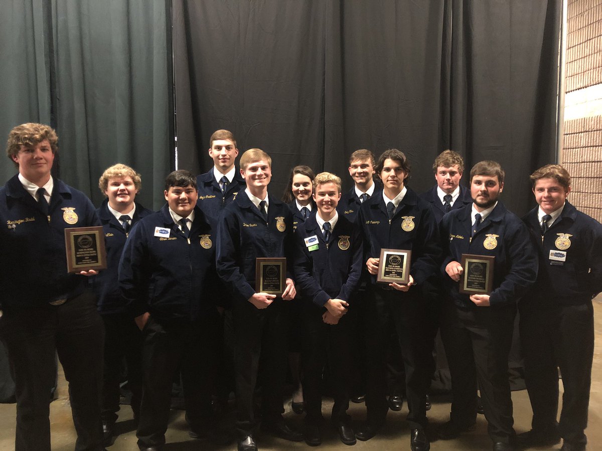 swAGteach's tweet photo. What an AWESOME convention. Coming back to Obion Co. is the STATE STAR in Ag Placement (Tanner Nichols), STATE Proficiency Winner in Grain Production (Lane Partin), 9th out of 35 teams in Farm Business Management, and 4 state degree recipients. https://t.co/DZrNcRd2ag