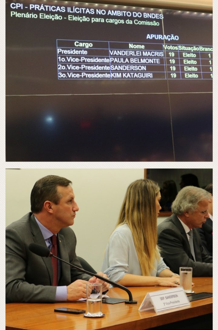 DepSanderson's tweet photo. Eleito 2° Vice-Presidente da CPI do BNDES. A Comissão Parlamentar de Inquérito que vai investigar as práticas ilícitas do BNDES entre 2013 e 2015 foi instalada nesta tarde. #CPIBNDES #DeputadoSanderson https://t.co/5dbY5iv7Cl