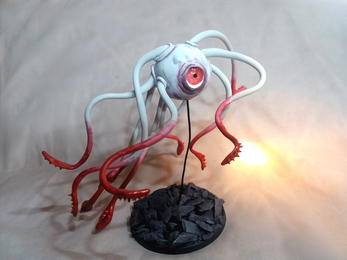 Raven_elf's tweet photo. Made a couple of #Deathkiss models using fimo. Tried to get them closer to the artwork that's in Volo's guide this time. I'll be adding my WIP pics of the process I use to make these later on for #CraftWednesday 😀 #DnD #DnD5e #WotC #VolosGuide #crafts #beholder #D&D https://t.co/OfaEptQvqy