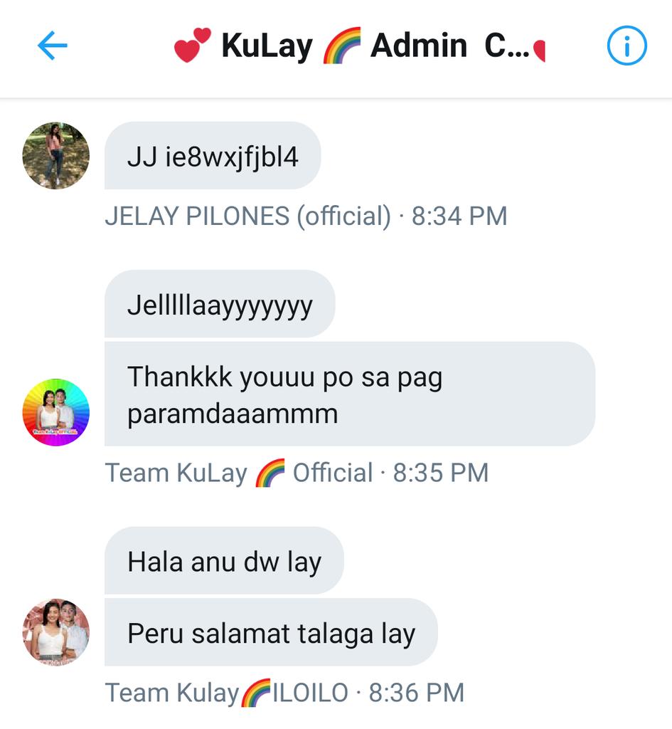 KuLay_Kahel's tweet photo. Kahit di namin maintindihan 😅😅
Salamat pa rin @JELAYPILONES08 at napadaan ka sa gc ng KuLay Admin. Miss ka na ng Team KuLay 🌈🧡. Si @KurtAccOfficial rin sana magparamdam. Siniseen lang kami palagi. Hehe peace, Kurt. We love u both 💕 https://t.co/h2zldXgZlH