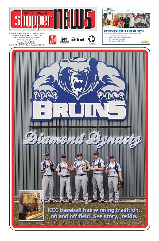 KCC baseball <a href="/BaseballKellogg/">Kellogg CC Baseball</a> made the cover of last week's <a href="/ShopperNews/">Shopper News (BCSN)</a> ! Go Bruins! #BattleCreek