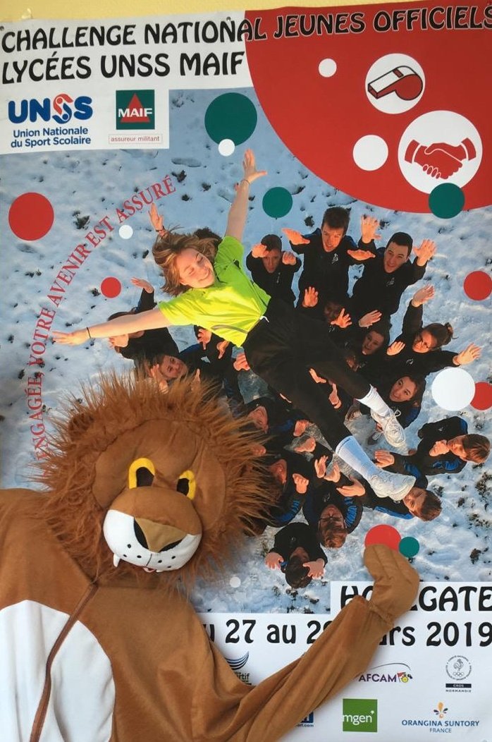 unss's tweet photo. Aucun doute, nous sommes bien arrivés à Houlgate en Normandie pour l'ouverture du #ChallengeJO UNSS @MAIF ! 🦁 https://t.co/VM7HYWH8TJ