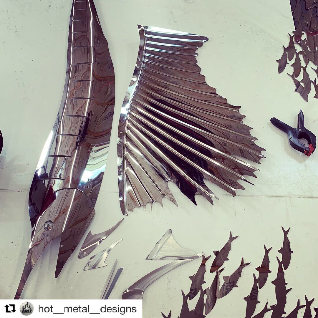 mittler_bros's tweet photo. Some #wednesdaymotivation comes from Mark at @hot__metal__designs with this really great install and #sailfish design.
What projects are getting you through the week?
#metalfish #metal #metalart #metalwork #metalfabrication #handmade #beadroll #metalfab #fabrication #fish https://t.co/c0mgXa0OCh