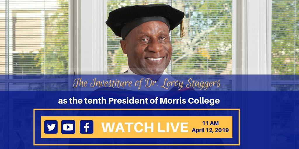 MorrisColl1908's tweet photo. The Investiture of @DrLeroyStaggers will be streaming LIVE at 11 AM on April 12! π₯ππ
Stay up-to-date throughout the day by following the hashtags:
#MorrisInauguration
#MOCOInauguration
#MOCO10thPresident https://t.co/AREmcznqS7