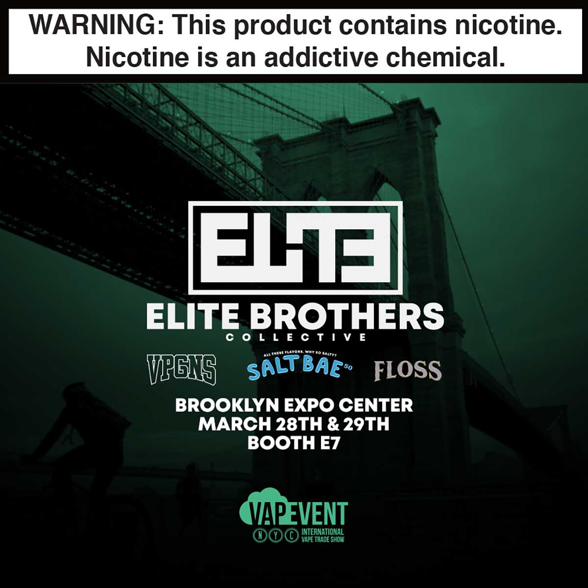 SaltBae50's tweet photo. BROOKLYN WE GO HARD. Check us out and the rest of the @elitebrotherscollective family at VAPEVENT NYC tomorrow! https://t.co/NvBJHT7vWg