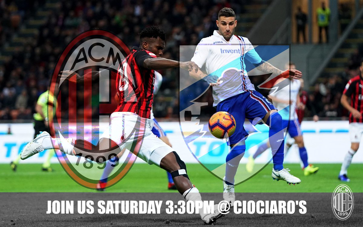 Join us Saturday for #SampdoriaMilan at 3:30PM at <a href="/BarCiociaro/">Ciociaro Bar</a> #ForzaMilan