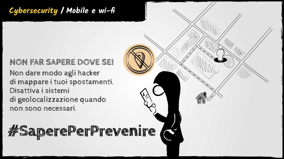 MinisteroDifesa's tweet image. Fai un uso corretto dei tuoi dispositivi mobili: disattiva i sistemi di geolocalizzazione quando non sono necessari. Gli hacker potrebbero utilizzarli per tracciare i tuoi spostamenti. Continua a seguirci per avere consigli sulla #CyberSecurity #SaperePerPrevenire