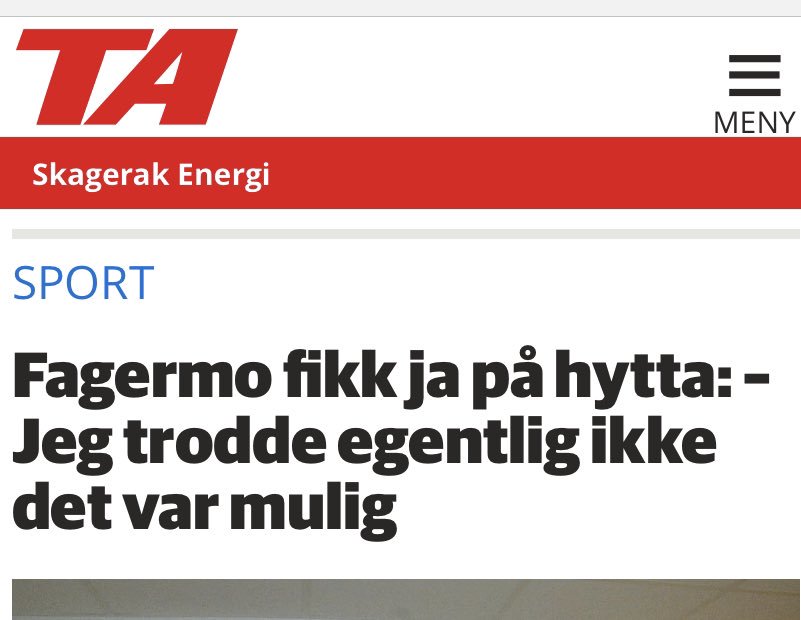 thorbjornomnes's tweet photo. Åpenhjertig og uvanlig ydmyk #fagermo til @Telemarksavisa om da han fridde til kona. #oddsbk https://t.co/OjZXUV1hXc