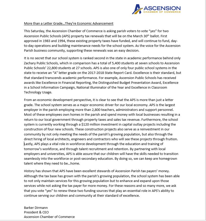 More than a letter grade, <a href="/APSB_official/">Ascension Schools</a> is economic advancement. #advanceascension #AscendingTogether