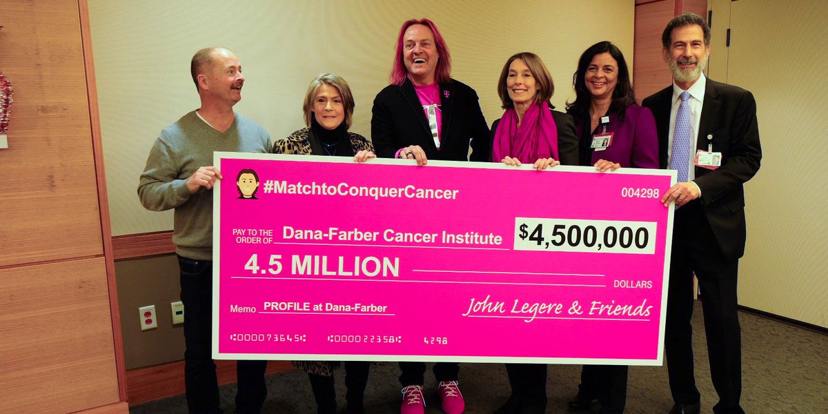 JohnLegere's tweet image. A very special THANK YOU to every single person who helped make #MatchtoConquerCancer happen – none of this would have been possible without you and I can’t wait to see all that @danafarber can do with it!