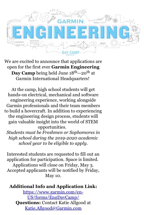 MrsFisher232's tweet photo. Here’s a great opportunity for any current 8th or 9th grade student to get some engineering experience! #STEM #232Connect https://t.co/f7UxnnBjKk