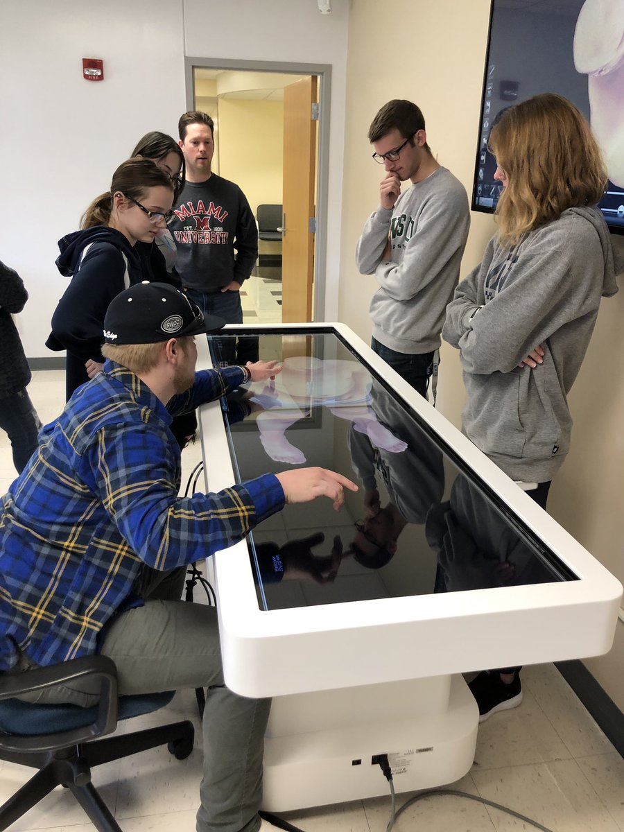 EHS_Biomed's tweet photo. We can’t thank @miamiuniversity &amp; Dr. Dean Smith enough for teaching our students how to use the Anatomage table and the great trip to Oxford campus over spring break! @BTiYS https://t.co/WUDsWyc7Zh