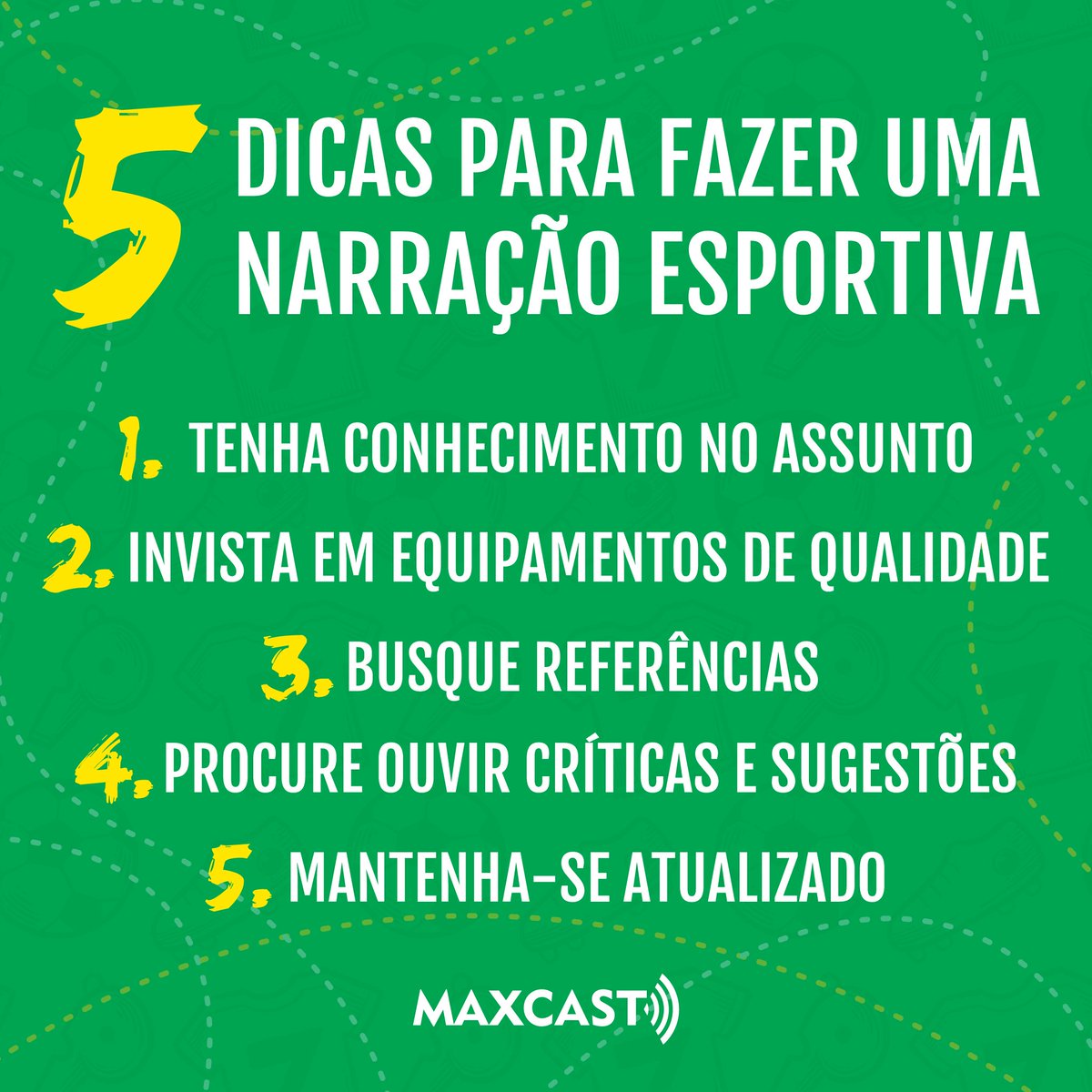maxcastwebradio's tweet photo. Já pensou em narrar os jogos do campeonato? Então confira nossas dicas de como fazer uma narração esportiva para levar o melhor do futebol para sua rádio! ⚽️
⠀⠀⠀⠀⠀⠀⠀⠀⠀
Saiba mais: https://t.co/3L0hY2zBhr https://t.co/ndtYhhE0pC