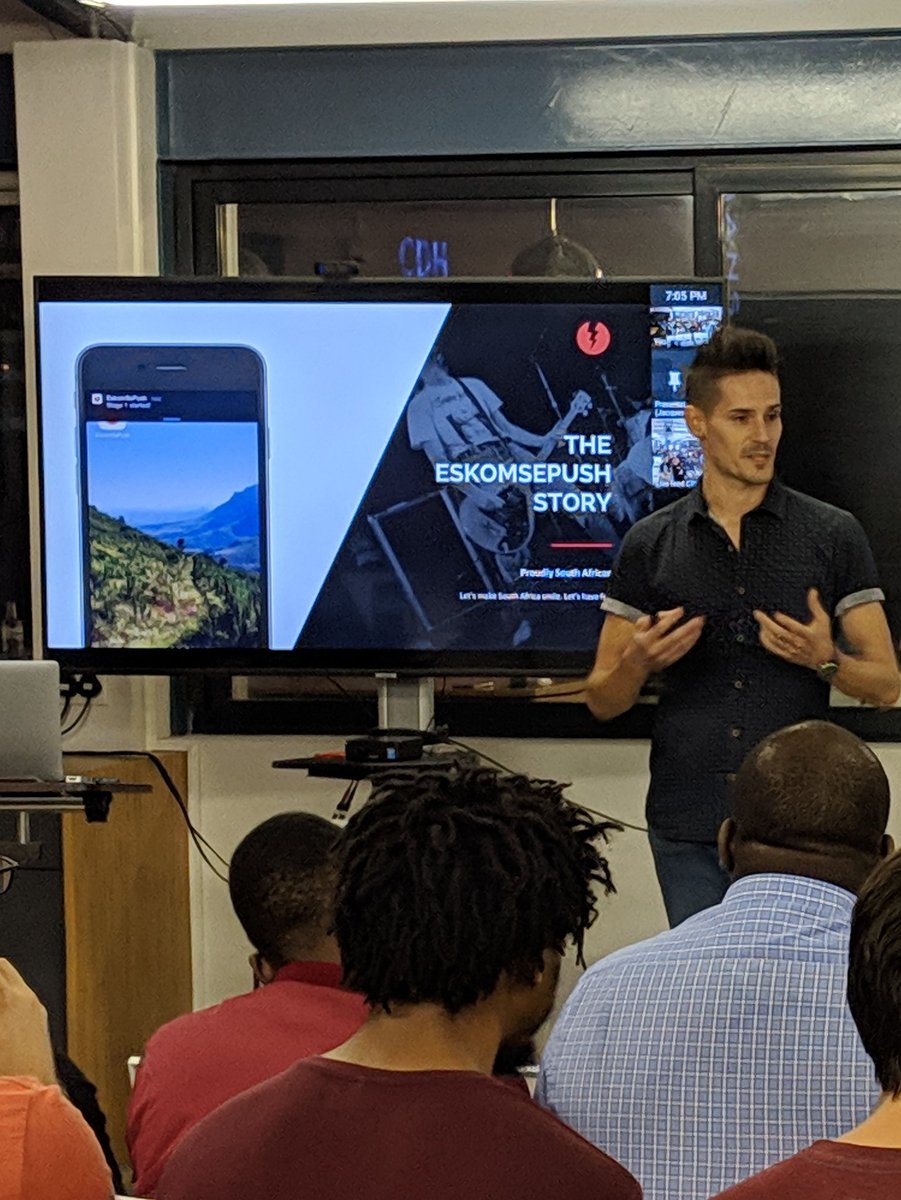 #DanTheMan <a href="/c4talyst/">Dan Southwood-Wells</a> sharing the #EskomSePush story at <a href="/GDGCapeTown/">GDG Cape Town 🇿🇦</a> @lunomoney 🚀