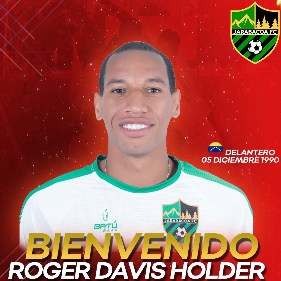 JarabacoaFC's tweet photo. Estamos felices de anunciar la contratación del delantero venezolano Roger Davis Holder, participo la edición pasada de la #LDF con el equipo #InterRD. ¡Bienvenido Roger 🤩! https://t.co/roK0NQx7oe