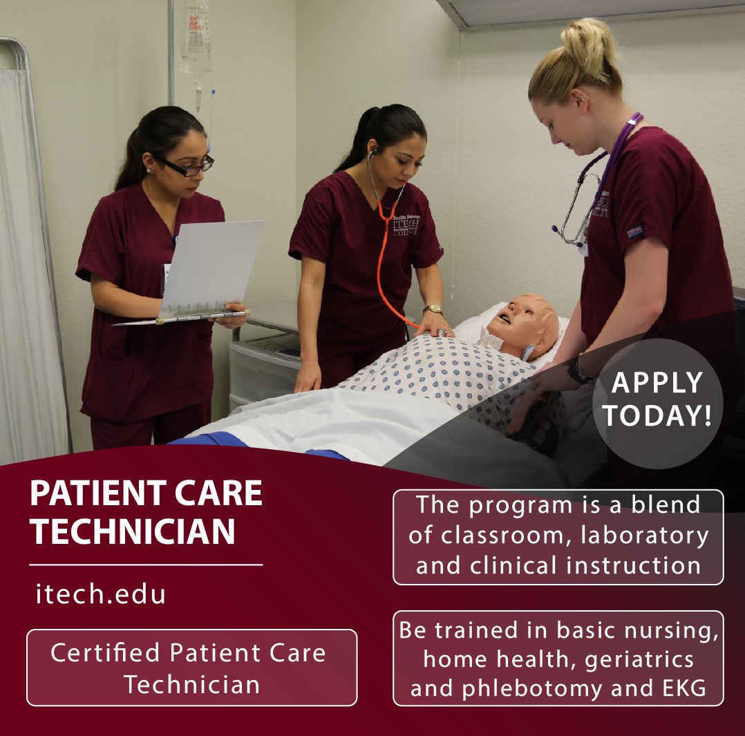 iTECH_College's tweet photo. The Practical Care Technician program focuses on preparing students as advanced, cross trained nursing assistants, who provide hands-on care patients and residents in hospitals, homes, ambulatory care, and long term care facilities. 
#nursingschool #patientcaretech https://t.co/Uk6RFkCk3C