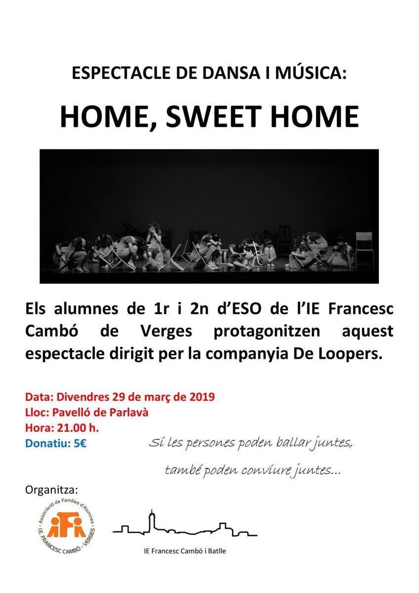 ienoujaaverges's tweet photo. Aquesta setmana l'alumnat de 1er i 2n d'ESO ha canviat l'espai habitual de treball i han preparat un espectacle de dansa i música.

Us convidem a venir i a participar d'aquesta festa de l'educació, que fa que es coneguin millor entre ells i que aprenguin a treballar en equip! https://t.co/i7mCCTTiU2