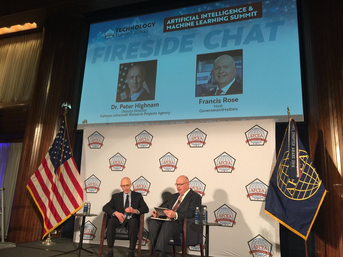 hwingo's tweet photo. Inspired by Dr. #PeterHighnam, Deputy Director, #Defense #Advanced #Research Projects Agency (#DARPA) w #FrancisRose @AFCEADC’s #ArtificialIntelligence/#MachineLearning #AIML event at the National Press Club
#TechSummit #AL #algorithms #DeepLearning #smartcities #nextgen https://t.co/JBLaTdsYeo