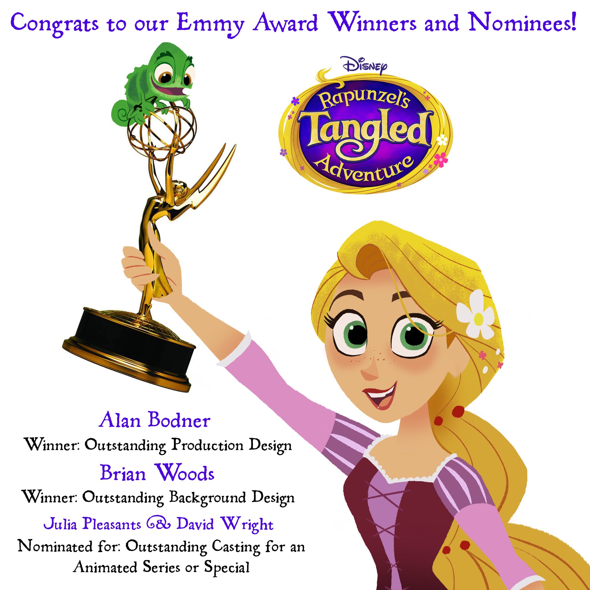 Ben Balistreri No Twitter So Proud Of Our Team On Rapunzel S Tangled Adventure 2 Automatic Emmy Wins For Individual Achievement And A Nomination For Our Outstanding Casting Department Congrats Alan Bodner Brian Woods Julia Pleasants And David