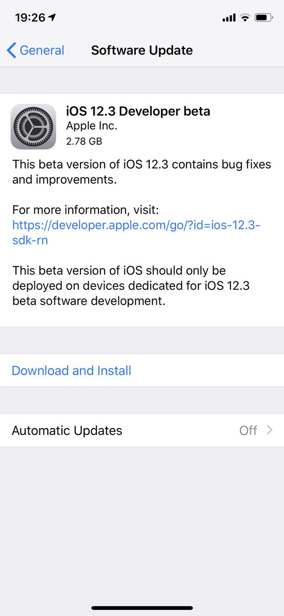 iSWUpdates's tweet photo. iOS 12.3 Beta 1 (16F5117h) has been released. #iOS #iOS123 #Beta1 #iOS123DevBeta1 #iOS123Beta1 https://t.co/b3DDiPDEUY