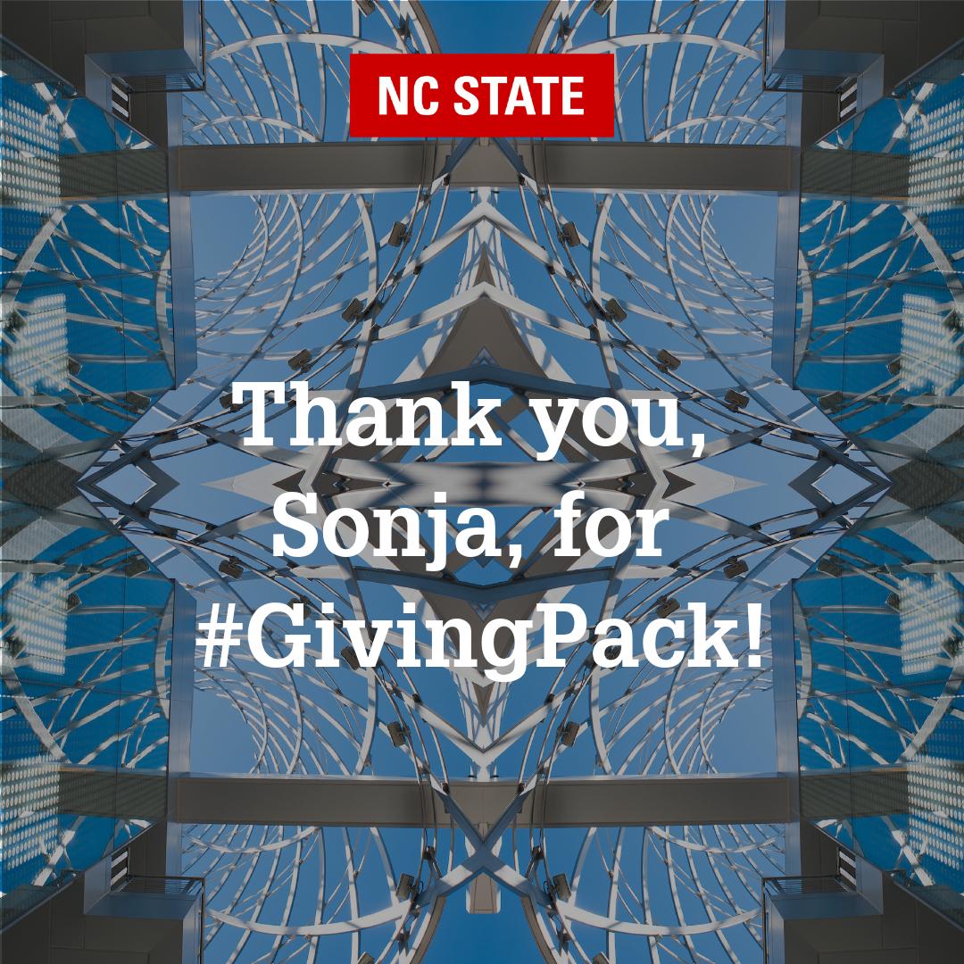 @toronjita The Wolfpack is hundreds of thousands strong, and today you made your mark. Thank you for #GivingPack to @caldwellfellows!