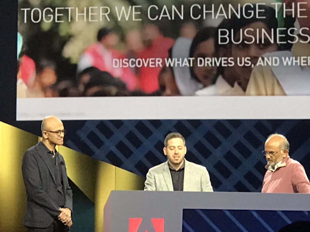 kateo's tweet image. “My definition of an AI-first company is that you have to take all the data you have and make the customer interaction better.” –@satyanadella of @Microsoft at #AdobeSummit with a #TechHumanist perspective