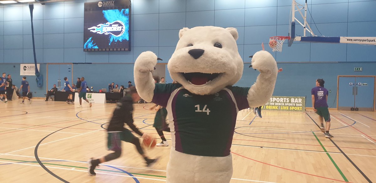 I'm getting myself psyched up for the #varsity2019 finale! <a href="/RHULBasketball/">RH Basketball</a>'s men's team are warming up behind me. Last push - let's go Bears! 🐻💚💜 #StagsvBears #ComingBackStronger