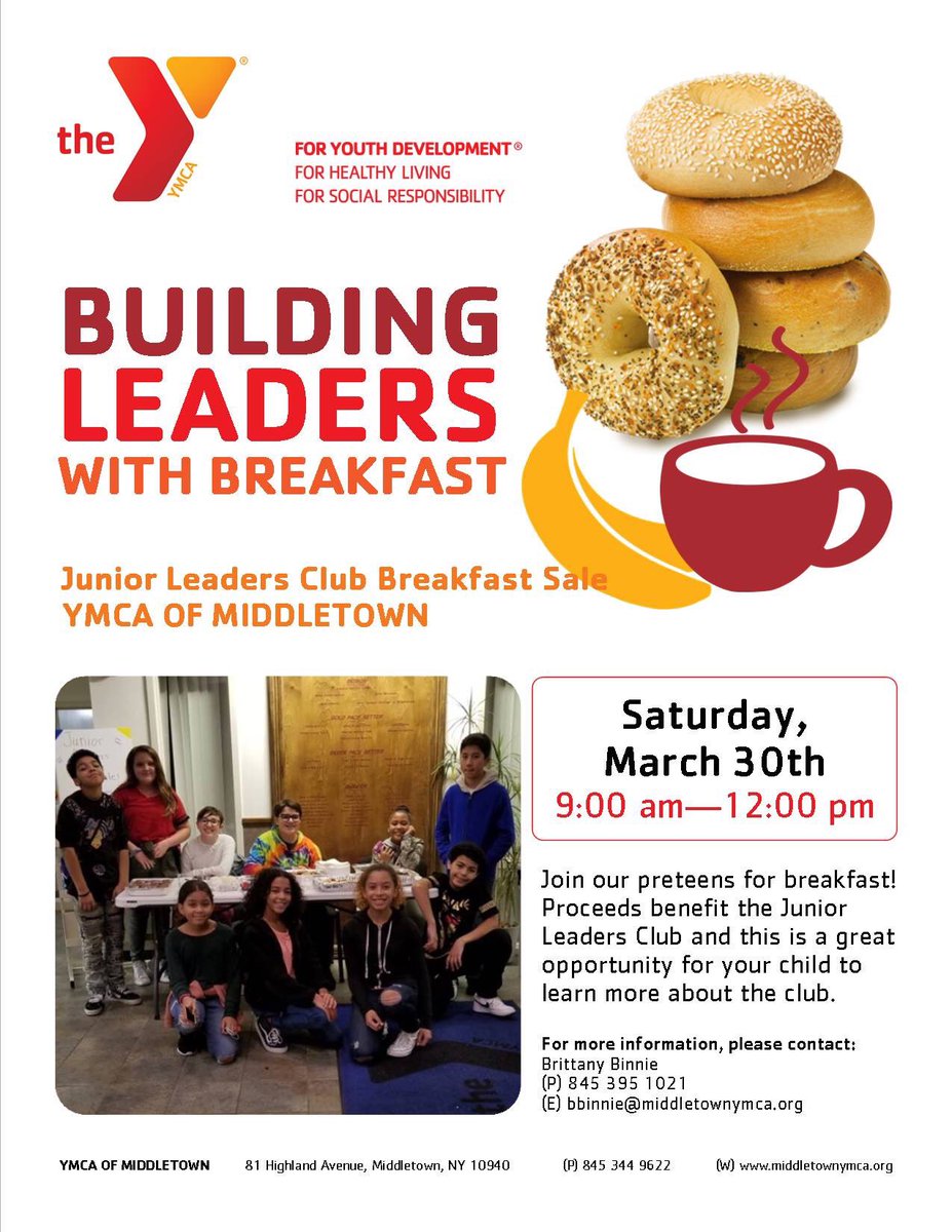 Breakfast is the most important meal of the day. Spend it by supporting our #JuniorLeadersClub! 🥯☕️

THIS SATURDAY!
