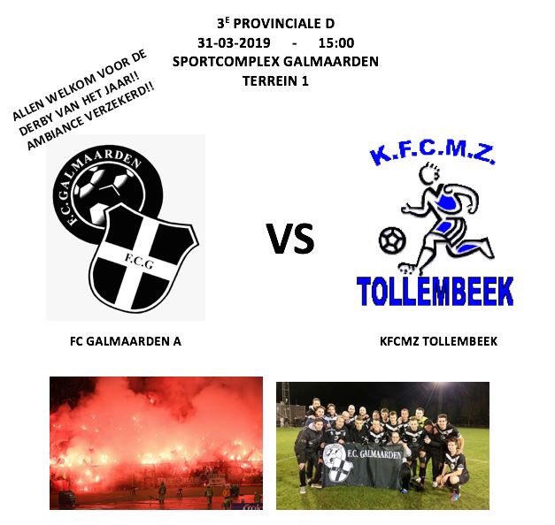 FGalmaarden's tweet photo. DERBYWEEKEND!!!
Vorige wedstrijd won FC Galmaarden met 0-5 in KFCMZ Tollembeek!! Het beloofd een boeiende partij te worden met veel emotie en sfeer!! Dus allen komen is ee boodschap!!! #daarisem #FCGalmaarden #KFCMZTollembeek #Derby #3eprovinciale https://t.co/rZWG0aEf8q