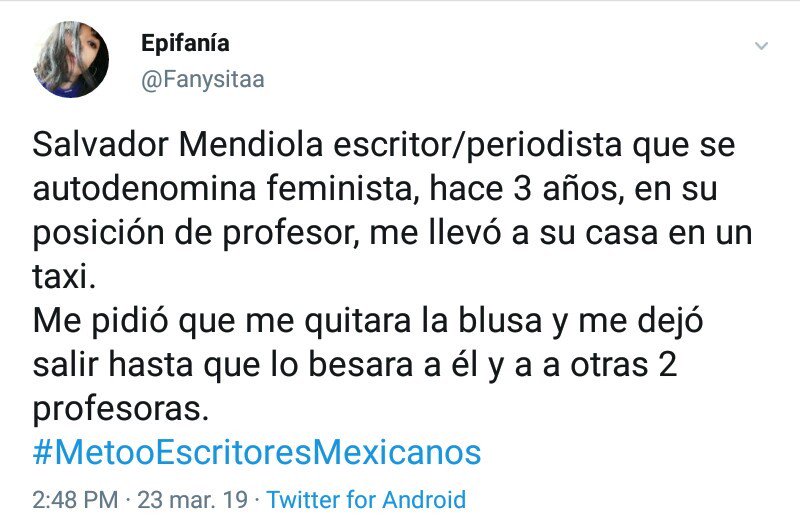 Cynvensanto's tweet photo. No entiendo cómo una persona como #SalvadorMediola sigue dando clases. A mi una vez cuando no estuve de acuerdo con su "manera" poco profesional de dar clase me aventó un billete en la cara, el señor confunde la universidad con un bar de ficheras, qué feminista. https://t.co/DJVYdkQYjM