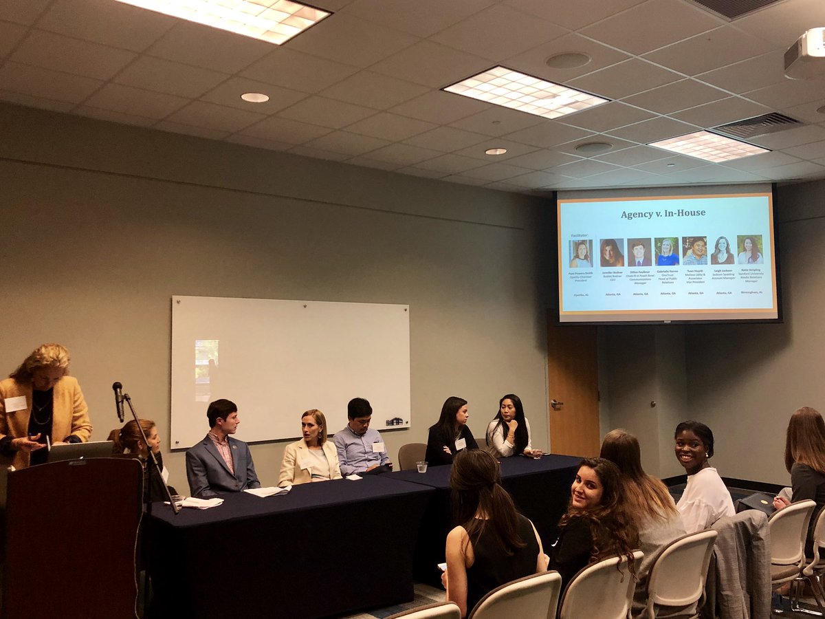 It’s breakout session time! We love to see our past PRSSA president’s &amp; treasurer’s smiling face in the Agency vs. In-House breakout! #PRDay