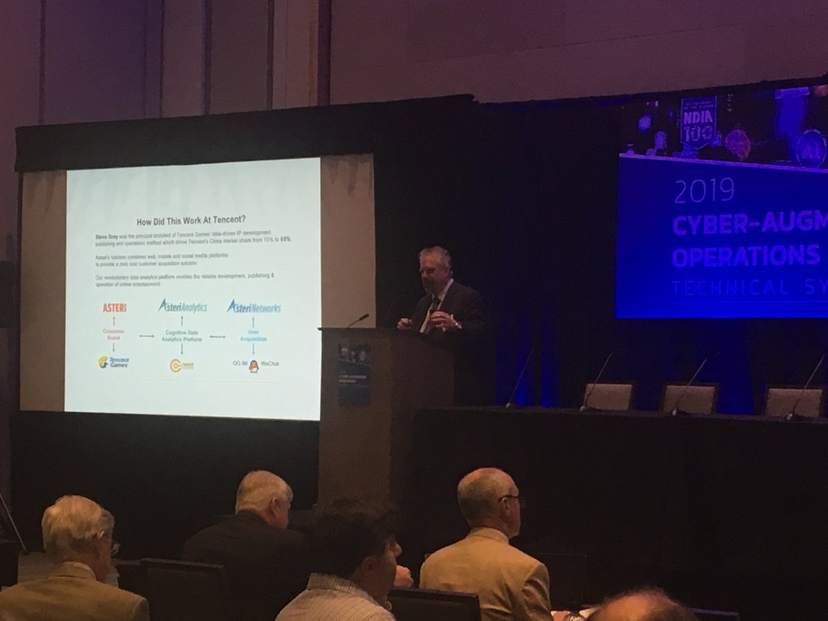 NDIAToday's tweet photo. .@AsteriOfficial Founder and CEO Steve Gray keynotes day two of the NDIA Cyber-Augmented Operations Technical Symposium in Austin, TX #CAOSpring19 https://t.co/sHj15VT7BM