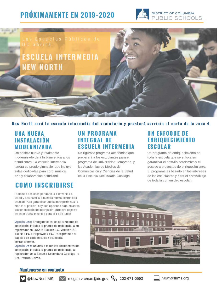 IdaBWellsMS's tweet photo. Attention 5th Grade Families @BrightwoodDCPS, @LBECDC, @TakomaEC, and @WhittierECSTEM! π
Starting on Monday, April 1 (no fools!) you can begin enrolling your child @NewNorthMS for 6th grade! #GoWolves
Learn how to below π½ https://t.co/USkir5Qp9k